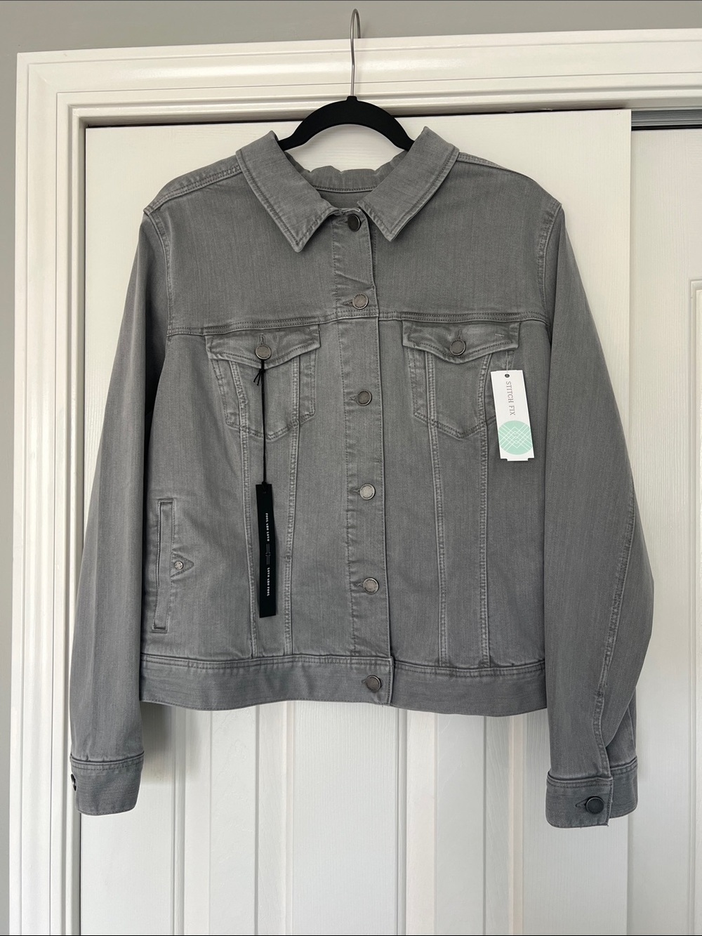 Liverpool Grey Denim Button Front Jacket Size XL New With Tags